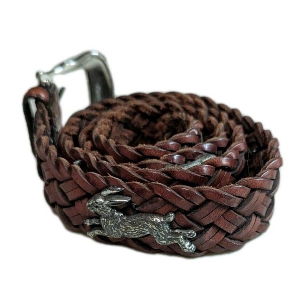 Vtg 90s Brighton Braided Leather Animal Charm Belt Safari Zoo 30Description: - Picture 1 of 13